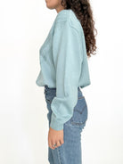Pale blue chevron knit pullover