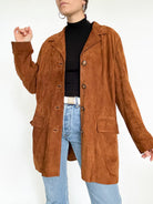 Vintage 90’s Cognac Suede Longline Jacket - detail 3