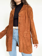 Vintage 90’s Cognac Suede Longline Jacket - detail 6