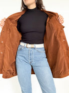 Vintage 90’s Cognac Suede Longline Jacket - detail 14