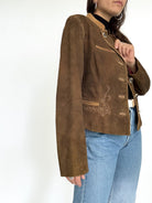 Vintage 80’s/90’s Olive Brown Suede Embroidered Jacket - detail 7