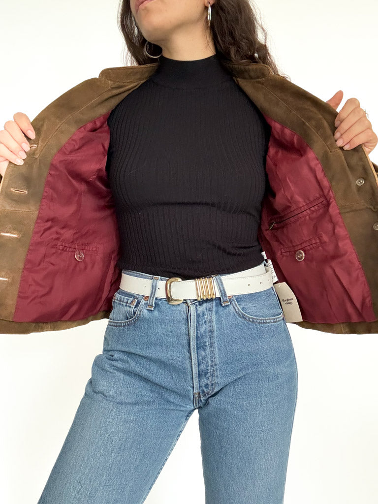 Vintage 80’s/90’s Olive Brown Suede Embroidered Jacket - detail 15