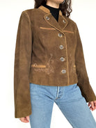 Vintage 80’s/90’s Olive Brown Suede Embroidered Jacket - detail 2