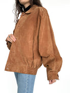 Vintage 80’s/90’s Cognac Suede Oversize Bomber Jacket - detail 4