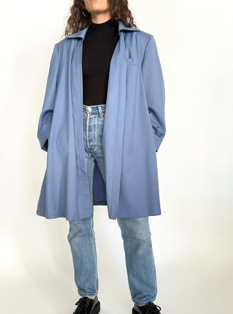 Vintage 80’s powder blue virgin wool oversize coat