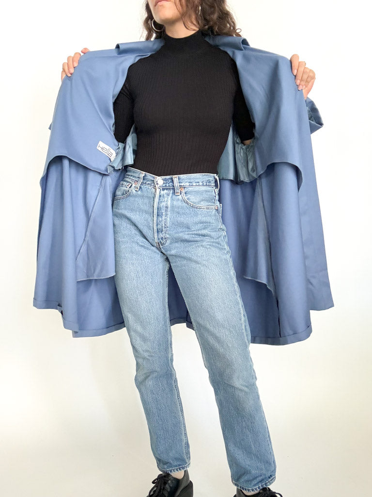 Vintage 80’s powder blue virgin wool oversize coat