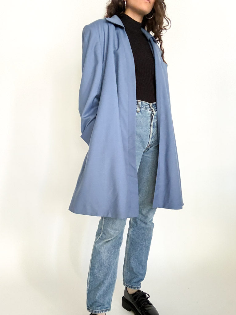 Vintage 80’s powder blue virgin wool oversize coat