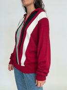 Vintage 80's burgundy graphic zip pullover – view 2