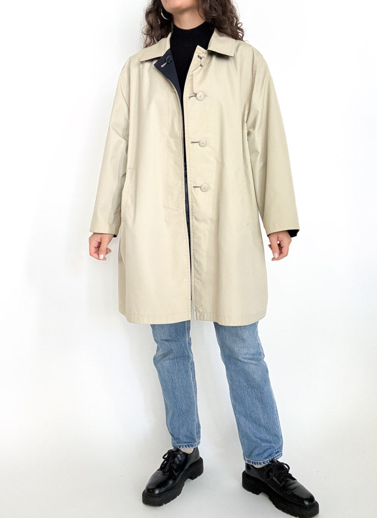 Vintage 90s reversible coat beige side