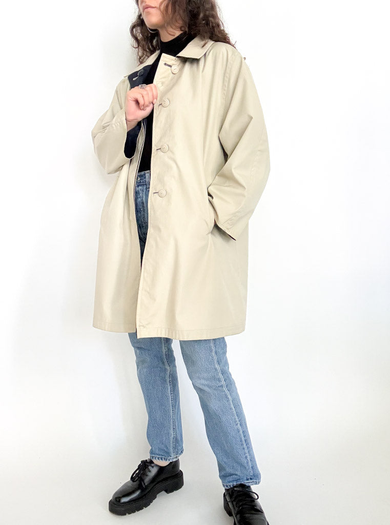 Vintage 90s reversible coat beige side