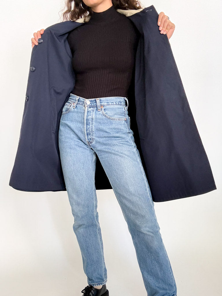 Vintage 90s reversible coat navy side