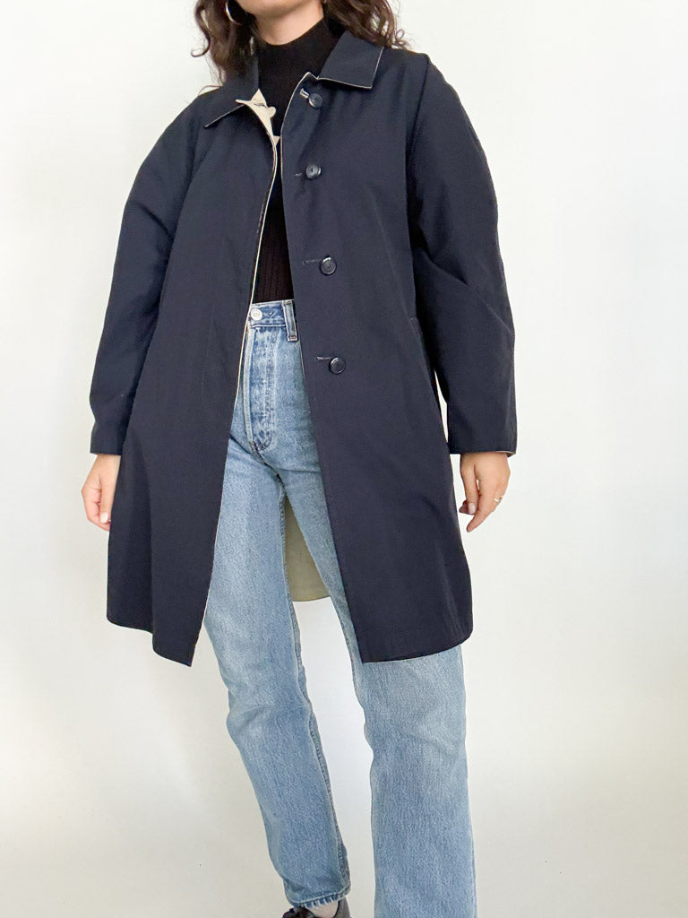 Vintage 90s reversible coat navy side