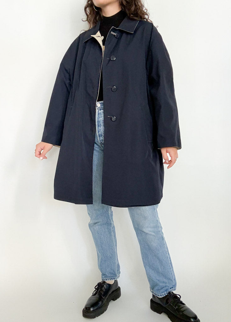 Vintage 90s reversible coat navy side
