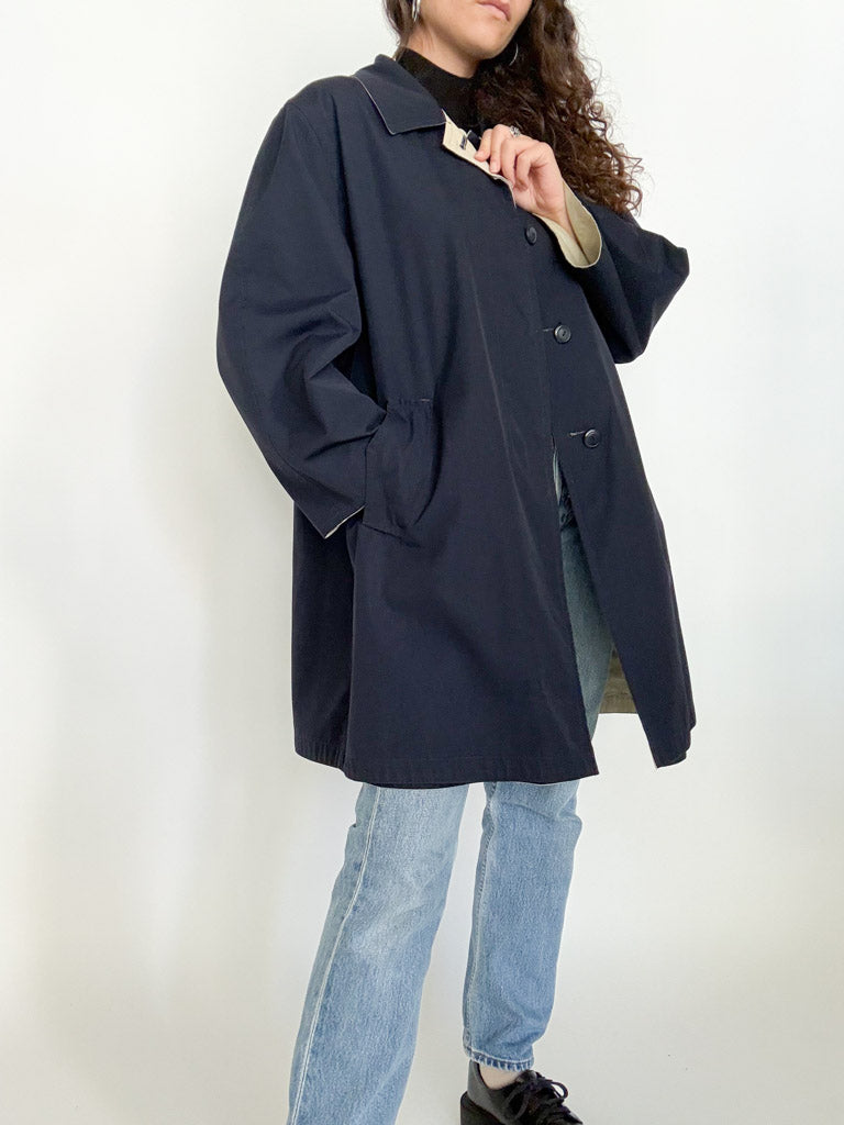 Vintage 90s reversible coat navy side