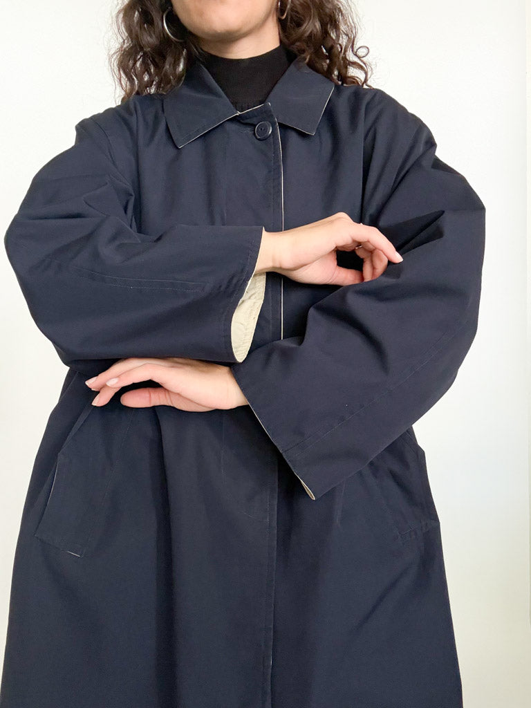 Vintage 90s reversible coat navy side