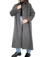 Vintage grey wool coat front detail