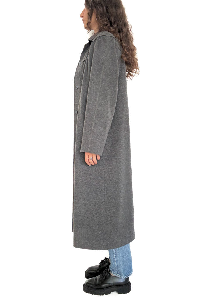 Vintage grey wool coat side view